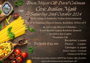 Mayor's Civic Italian Night - Saturday 26th October 2024